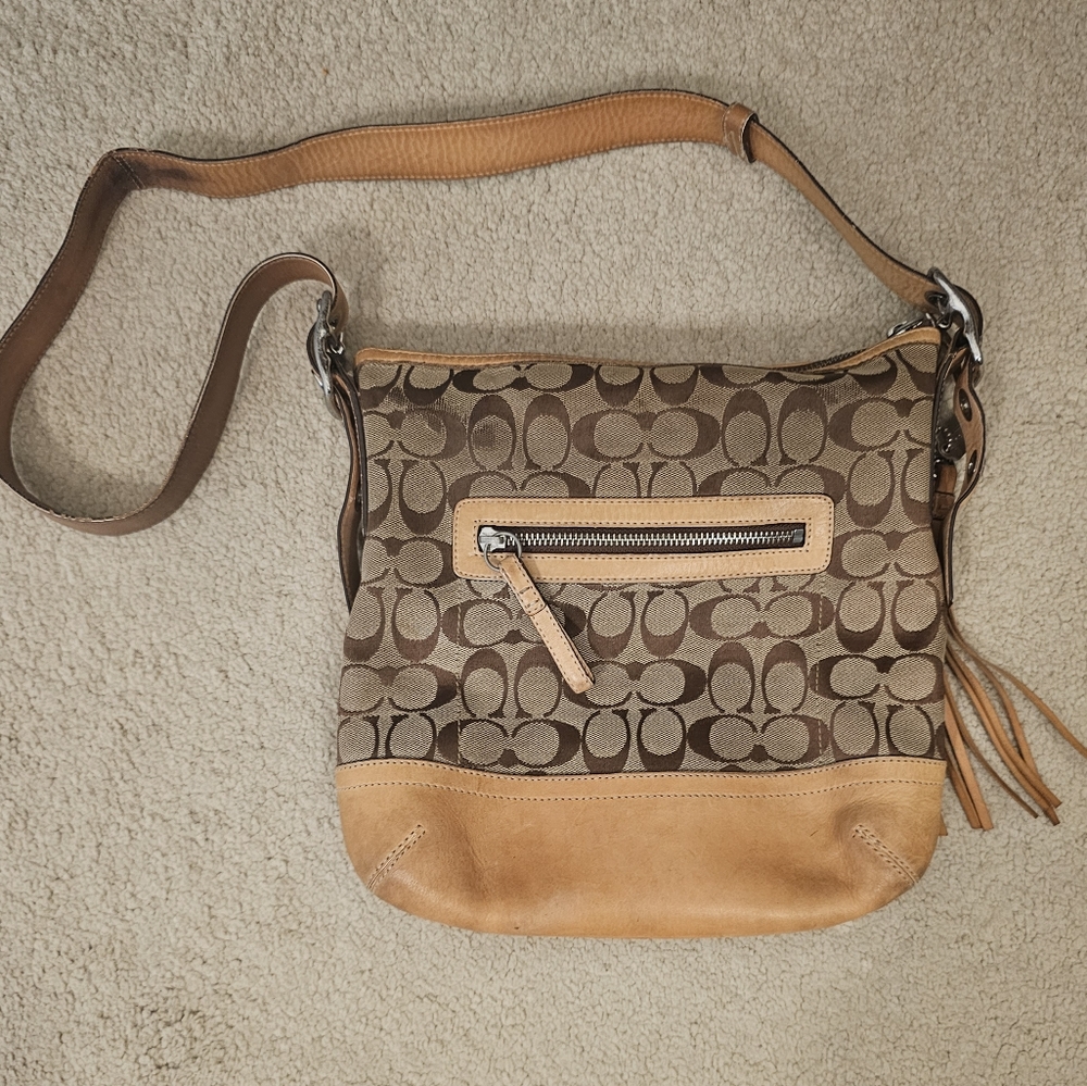 Vintage Coach CC Print Handbag with matching wallet and dust bag